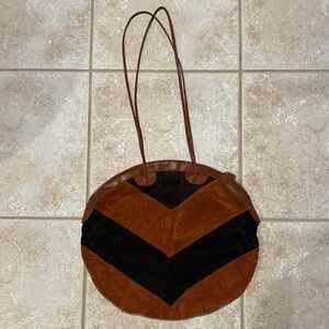 Chevron Patterned Brown and Black Shoulder Bag